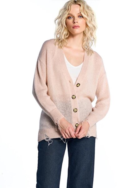 SHERIN Пудровий трикотажний кардиган з розрізами