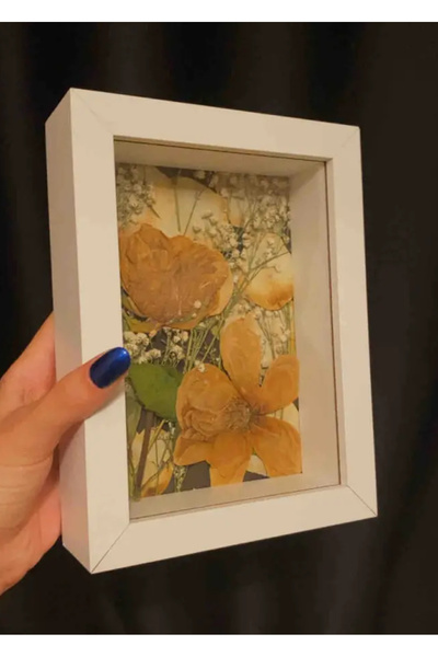 Sevcan sanat atölyesi 15X20X3 Original Glass Memory-Souvenir Frame, Flower-Rose Storage Box