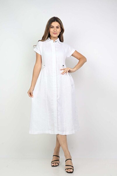 DALYDRESS Women's Solid Midi Shirt Dress