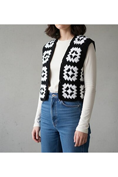 EHF LifeStyle MOTİFLİ YELEK/ ÖRGÜ YELEK / BOHEM YELEK/ YELEK/ KADIN YELEK