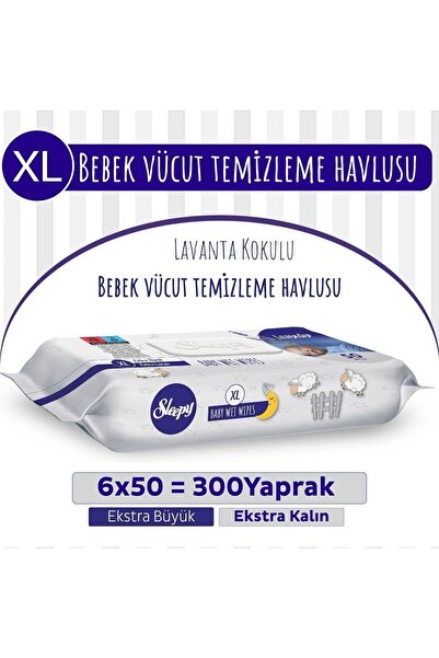 Sleepy Xl Lavanta Kokulu Bebek Vücut Temizleme Havlusu 6X50(300 Yaprak)