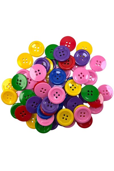 MİR 50 قطعة من الأزرار المستديرة الملونة مقاس 25 مم