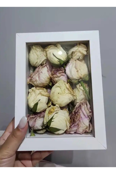 Sevcan sanat atölyesi 15X20X3 Original Glass Memory-Souvenir Frame, Flower-Rose Storage Box