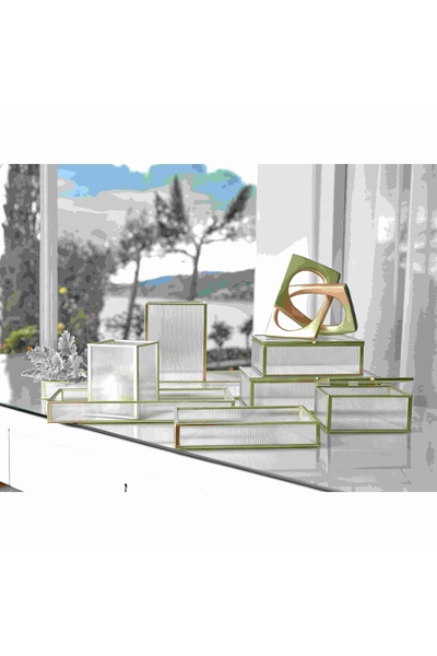 Linens Laveta 40x14x3,5 cm Dekoratif Tepsi Gold