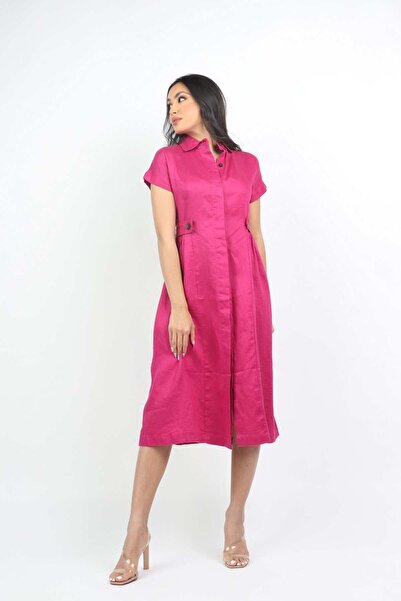 DALYDRESS Women's Solid Midi Shirt Dress