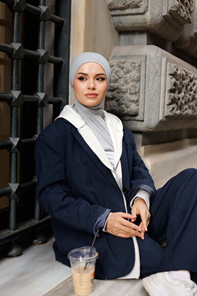 ipekistanbul هيجاب بونيه مع طوق الرقبة - إنتاج خاص - رمادي