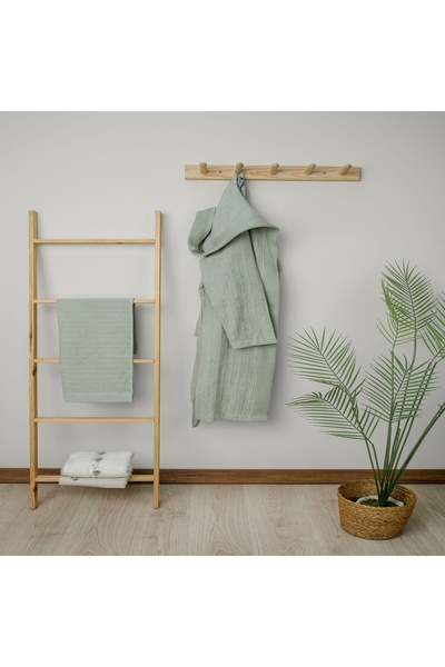 Linens Jolia Cotton M/L Robe Set Sage