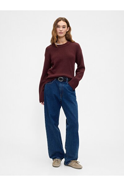 GAP Kadın Bordo CashSoft Relaxed Crewneck Kazak