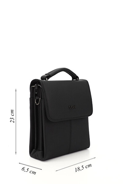 GÖNDERİ(R) BLACK Gön Genuine Leather Medium Size Unisex Shoulder Bag Q3675