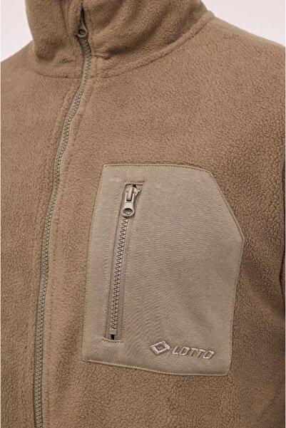 Lotto M-Nıeve Teddy Jacket Hoodie Tracksuit Top Men's Fleece Jacket Khaki