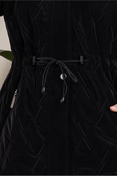 TRENDTESETTÜR Women's Black Hooded Puffer Coat t 2007