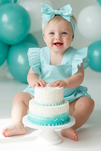 Parla Kids Baby Girl Mint Green Cotton Salopet Bandana Set