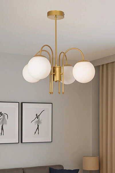 Modavize Zerrin Modern Tasarım Salon Yemek Odası Mutfak Eskitme Renk Beyaz Camlı Sarkıt 4 Lü Avize