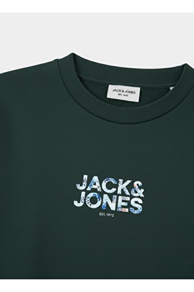 Jack & Jones Erkek Minimal Gögüs Baskili Bisiklet Yaka Sweatshirt - New Plas