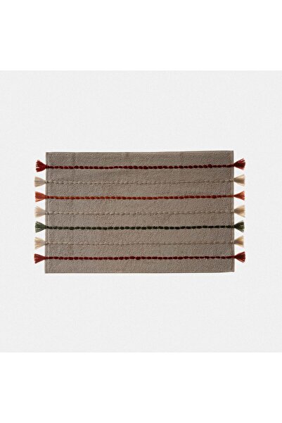 Ecocotton Χαλάκι μπάνιου Katari 100% βαμβακερό κέντημα στο χέρι Μπεζ 50x80 εκ.