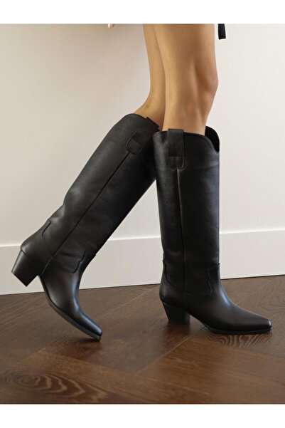 ECENİN BUTİĞİ Marry Siyah Deri Çizme