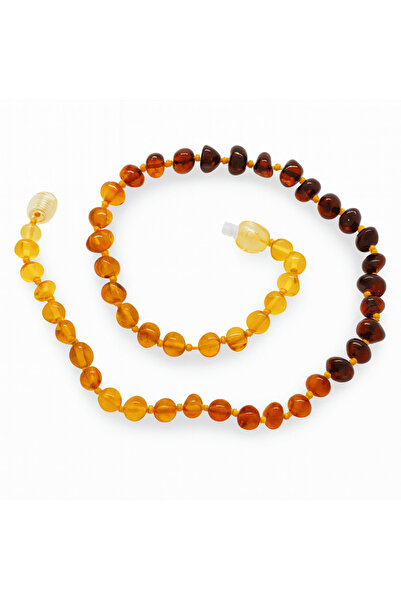 Tesbihane Gökkuşağı Renkli Orijinal Damla Kehribar Taşlı Çocuk Diş Kolyesi