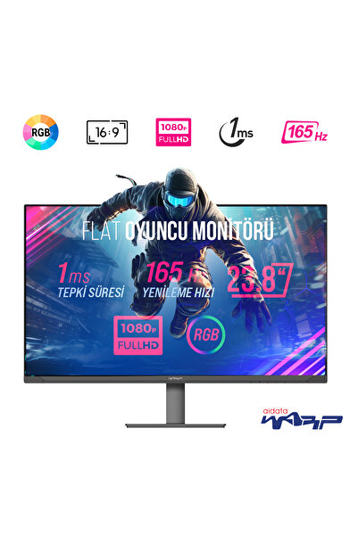 Warp Outlet (Kutu Hasarlı) WRP24-165-B 23.8" 165HZ 1MS RGB Flat Freesync + G-Sync Full HD Oyuncu Monitörü