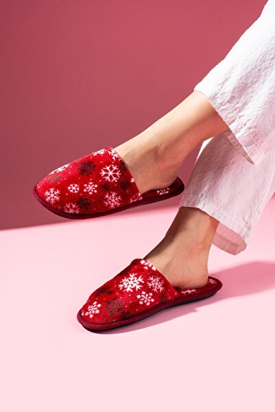 FUGA MODA Papuci de casă cu model Alice Red Fulg de zăpadă
