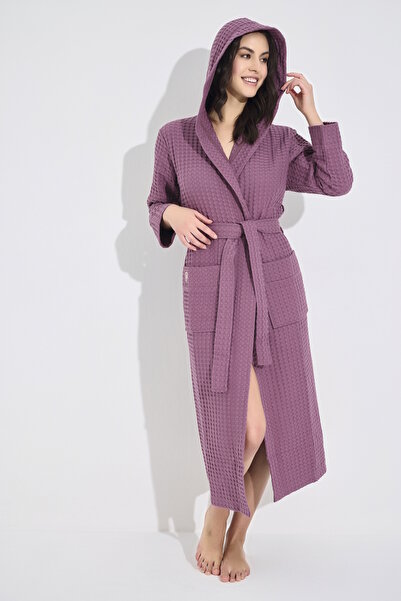 Nuşa Biyeli Havuzlu Pike Bambu Pamuk Sabahlık