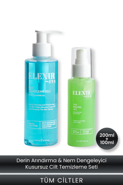 Elexir Eva Arındırıcı Yüz Temizleme Jeli + Ölü Hücre Temizleyici Peeling Jel ...