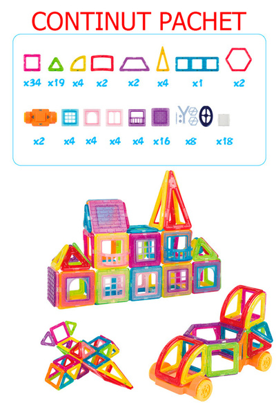 OEM Set of 128 magnetic STEM building blocks for children, educational and creative, 3+