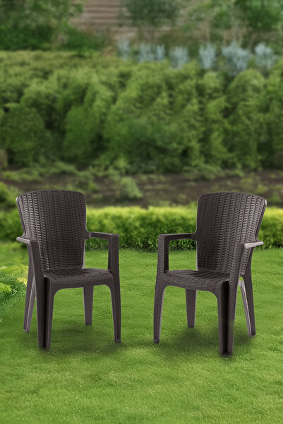 Evdemo Side 2'li Rattan Sandalye Kahve