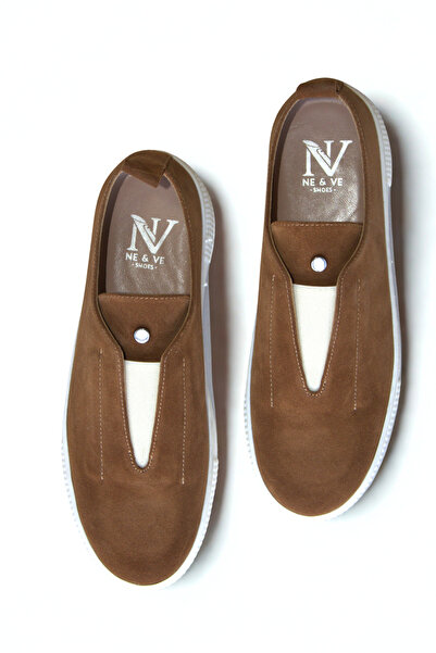 NE&VE SHOES Καφέ σουέντ λαστιχένιο παπούτσι με λεπτομέρειες καθημερινά άνετο ...