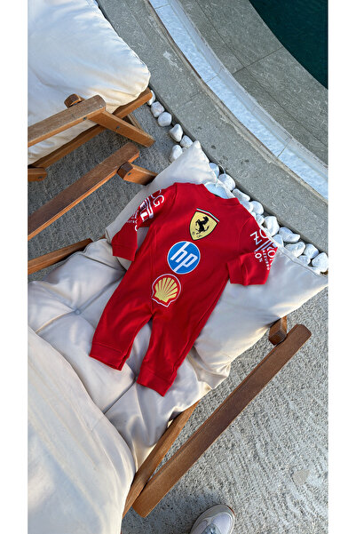 SVART WEAR Kırmızı Bebek Tulum %100 Pamuk – Yarış Stil F1