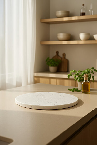 QAAN WOODS لوح تقطيع وحامل تقديم، صينية تقديم من الرخام الأبيض التيرازو، قاعد...