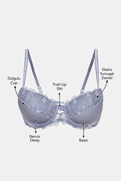Amarelle Σουτιέν Push-Up με επένδυση Paris Grey Blue Underwire Ruched
