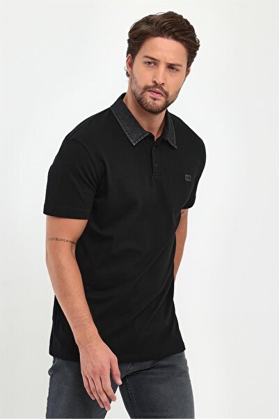 VENA Μπλουζάκι Polo με λεπτομέρεια γιακά Marco Jean - Μαύρο