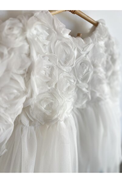 2kids2mom Λευκό φόρεμα για κοριτσάκι με μακρυμάνικο φιόγκο για πάρτι γενεθλίων Γάμος Ειδική ημέρα Πριγκίπισσα με επένδυση από τούλι