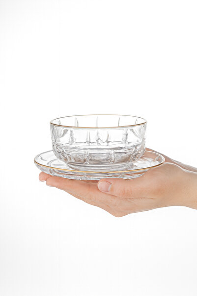 Elegant A yogurt set for sweets and nuts made of glass, 12 pieces, 6 yogurts + 6 plates