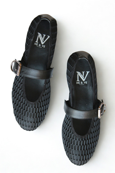 NE&VE SHOES Siyah File Tek Bantlı Günlük Rahat Babet