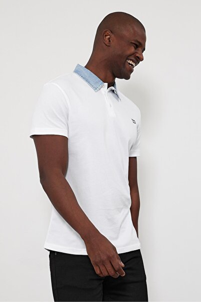 VENA Μπλουζάκι Polo με λεπτομέρεια γιακά Marco Jean - Λευκό