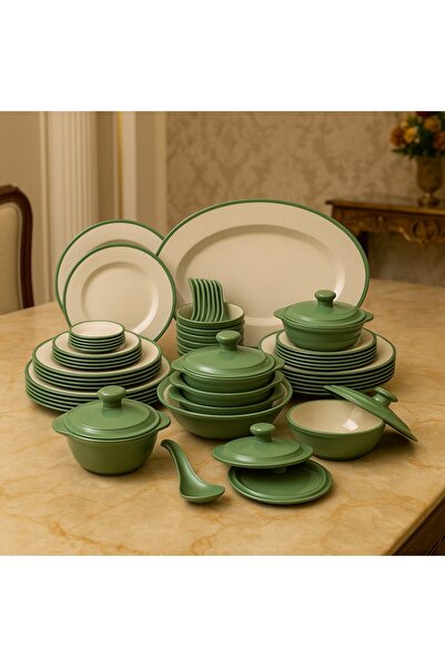 cc bin shihon 57-Piece Dinner Set Made of High Quality Melamine, Safe in Dishwasher and Microwave