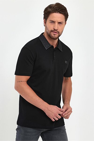 VENA Μπλουζάκι Polo με λεπτομέρεια γιακά Marco Jean - Μαύρο