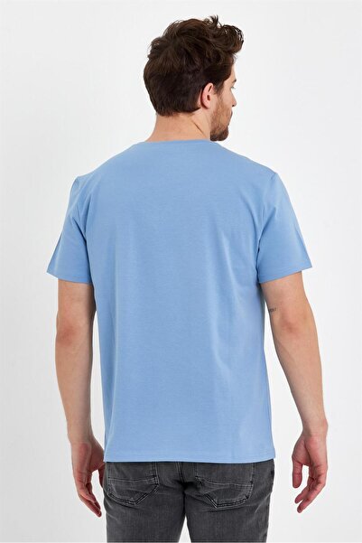 VENA Μπλουζάκι Ken Crew Neck Regular Fit Basic - Μπλε του ουρανού