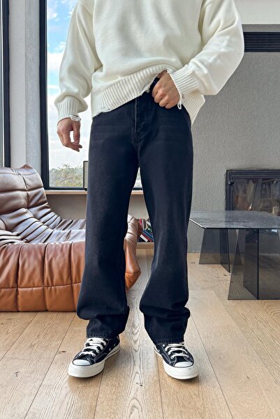 Flaw Wear Striped Baggy Jean Black