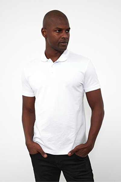 VENA Μπλουζάκι Martin Polo Yakali εφαρμοστό Pike - Λευκό