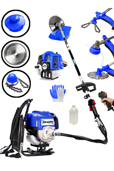 Dragro 4x4 2 Zamanlı Sırt Tipi Benzinli Motorlu Ot Çalı Tırpanı Çim Biçme Mak...