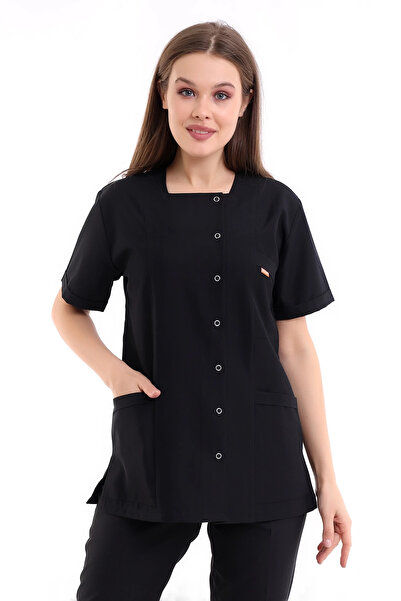 Bilenn Tekstil Pentagonal Collar Women's Single Top - 48 Black