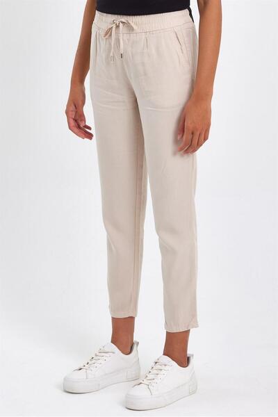 VENA Women's Alian Stone Elastic Waist Lyocell Beach Trousers