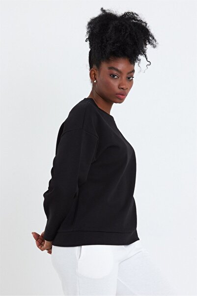 VENA Γυναικείο βαμβακερό φούτερ Crew Neck - Μαύρο