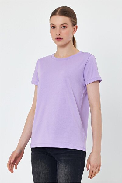 VENA Tricou Boyfriend Crew Neck Regular Fit (Modal) - Liliac