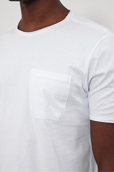 VENA Μπλουζάκι Simon με λεπτομέρεια τσέπης με λαιμόκοψη - Λευκό