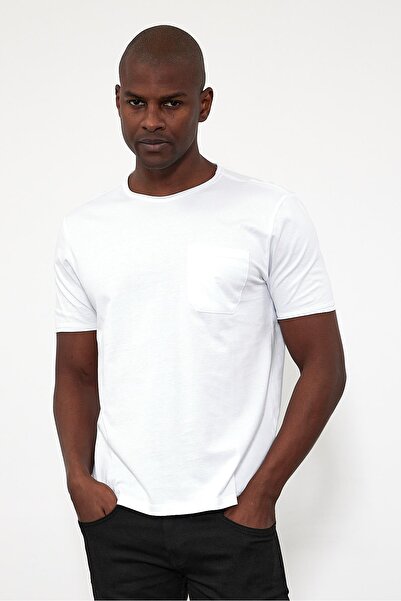 VENA Μπλουζάκι Simon με λεπτομέρεια τσέπης με λαιμόκοψη - Λευκό