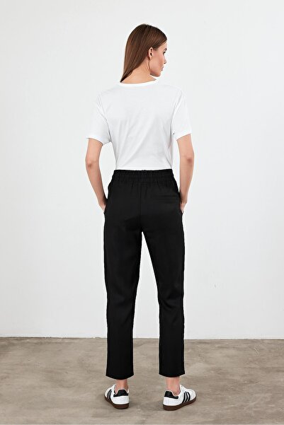 VENA Women's Alian Black Elastic Waist Lyocell Beach Pants