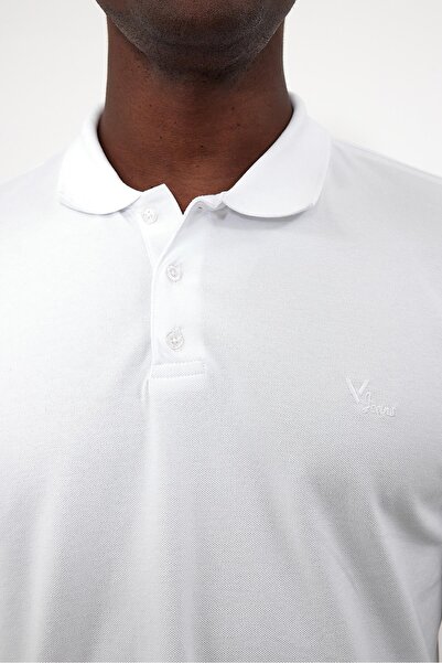 VENA Μπλουζάκι Martin Polo Yakali εφαρμοστό Pike - Λευκό